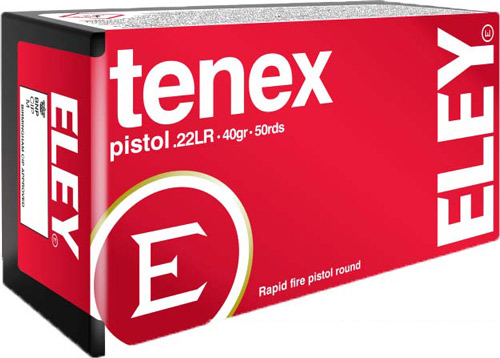 ELEY TENEX PISTOL 22LR 40GR - ROUND NOSE 50RD 100BX/CS